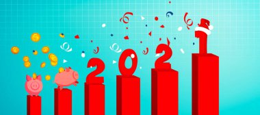 2021 yılı için yaratıcı tasarım konsepti. 3B illüstrasyon