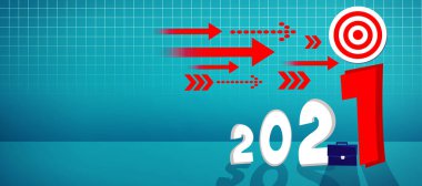 2021 yılı için yaratıcı tasarım konsepti. 3B illüstrasyon