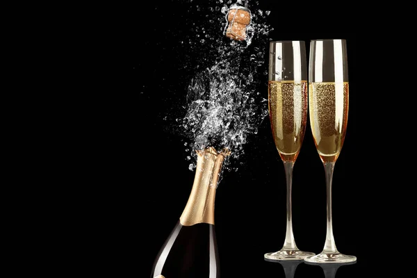 Glas Champagne Met Splash Feest Thema Concept — Stockfoto