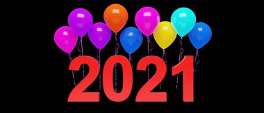 Yeni yıl festivali için yaratıcı tasarım konsepti. 3B illüstrasyon