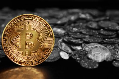 Kripto para birimi konsepti. Bitcoin döviz kurlarındaki eğilimler. Bitcoin 'in yükselişi ve düşüşü.