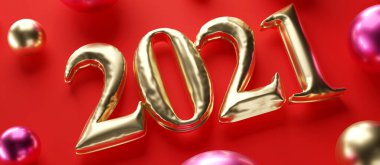 Yeni yıl festivali için yaratıcı tasarım konsepti. 3B illüstrasyon