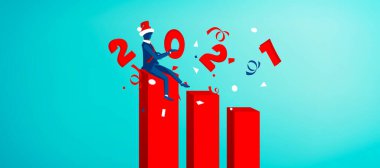 2021 yılı için yaratıcı tasarım konsepti. 3B illüstrasyon