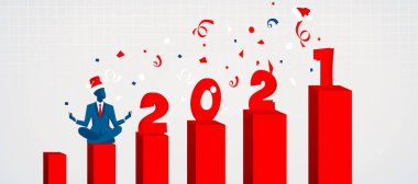 2021 yılı için yaratıcı tasarım konsepti. 3B illüstrasyon