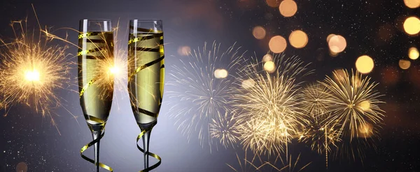Verres Champagne Avec Éclaboussure Concept Thème Célébration — Photo