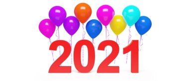 Yeni yıl festivali için yaratıcı tasarım konsepti. 3B illüstrasyon