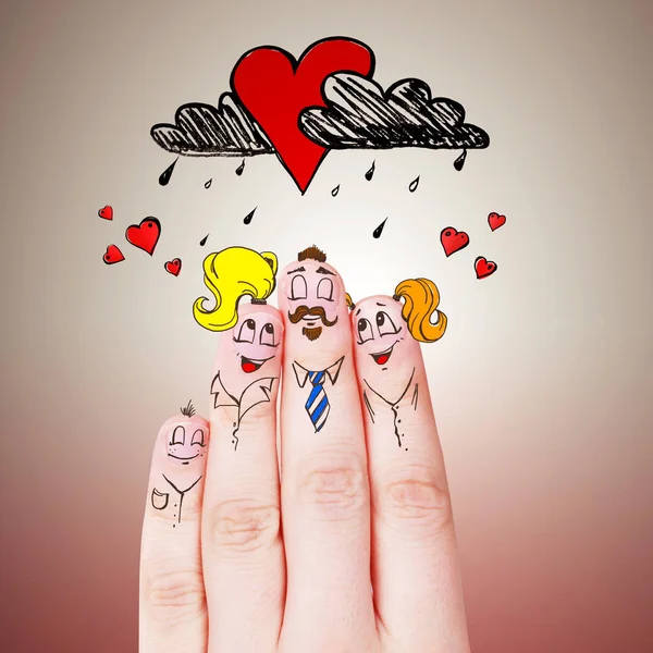 Painted Happy Fingers Smiley Love Happy Family Concept — Stock Photo, Image