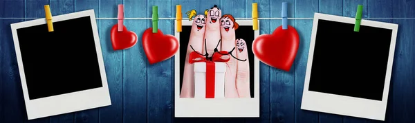 Dedos Felizes Pintados Sorrisos Amor Conceito Família Feliz — Fotografia de Stock