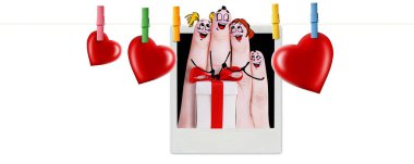 Sevgi dolu mutlu parmaklar çizdim. Mutlu aile kavramı