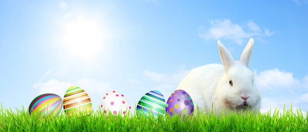 Easter composition with eggs. Festive decoration. Happy Easter!