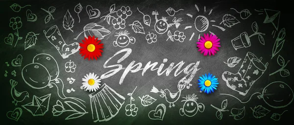 Spring Decoratieve Inscriptie Met Letters Creatief Lenteconcept — Stockfoto