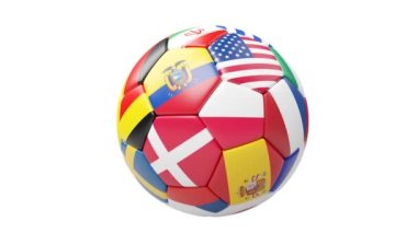 Futbol Dünya Kupası futbol topu. 3d döngü canlandırması