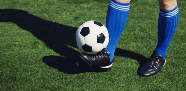 Tradicional Juego Fútbol Con Una Pelota Cuero — Foto de Stock