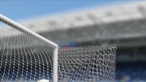 Gol Ağındaki Futbol Topu Futbol Konsepti Canlandırma — Stok video