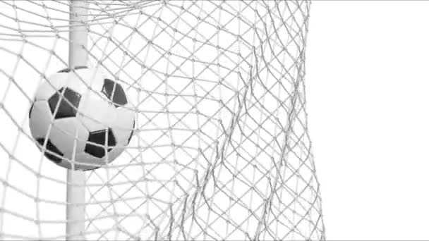 Soccer Ball Net Goal Soccer Concept Animation — Stock Video