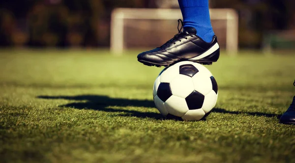 Jogo Futebol Tradicional Com Uma Bola Couro — Fotografia de Stock