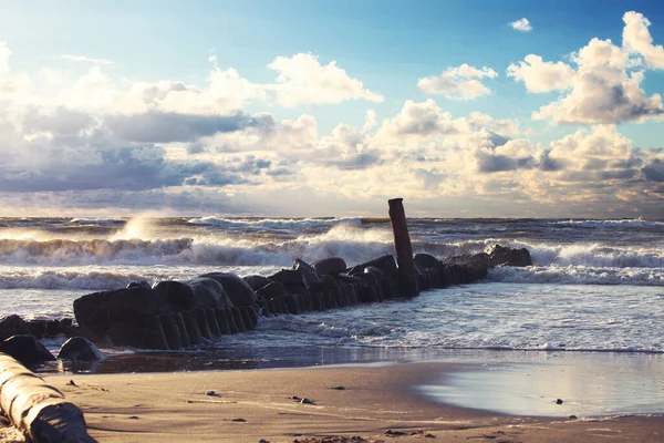 拥有沙丘和海洋景观的波罗的海海滩 假日背景 — 图库照片