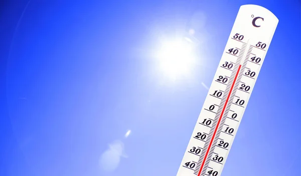 Термометр Ртути Летняя Жара Концепция Глобального Потепления — стоковое фото