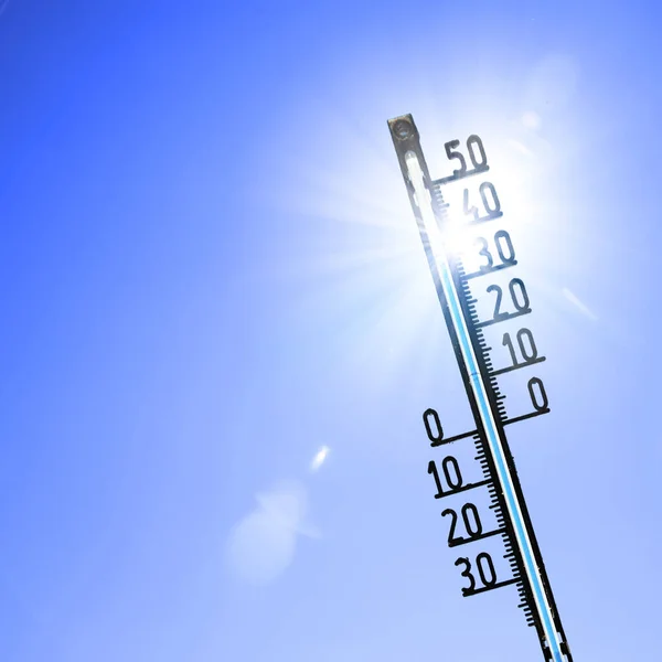 Mercury Thermometer Summer Heat Global Warming Climate Change Concept — Stock Photo, Image