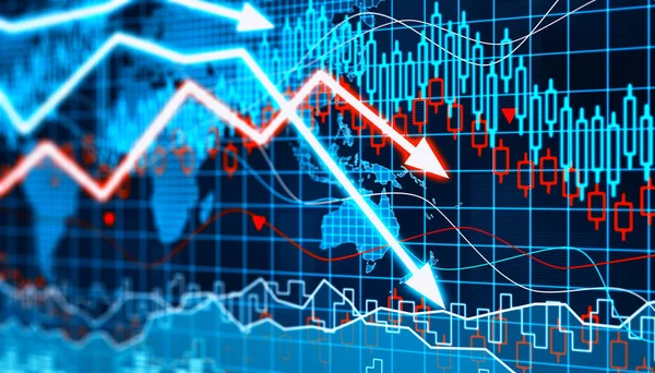 Gráficos Que Representan Caída Del Mercado Valores Ilustración —  Fotos de Stock