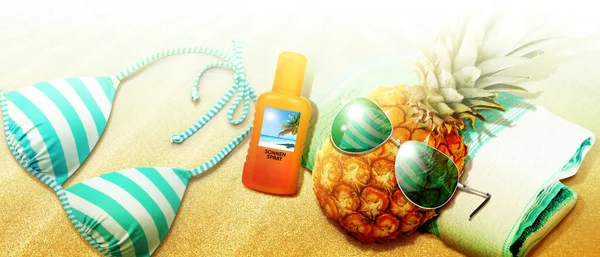 Tropical Summer Vacation Concept Funny Pineapple — Stock Photo, Image