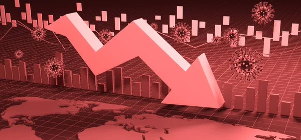 Världsekonomin Och Koronaviruskonceptet Koronavirusets Inverkan Börsen — Stockfoto