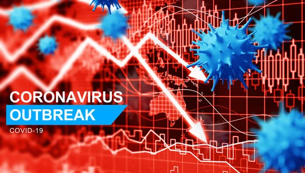 Concetto Economia Mondiale Virus Corona Impatto Del Coronavirus Borsa — Foto Stock
