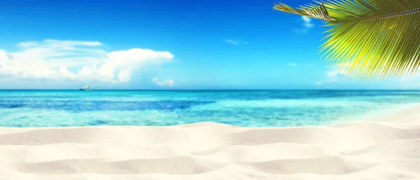 Blue Sky Soft Sand Travel Summer Vacation Background — Stock Photo, Image
