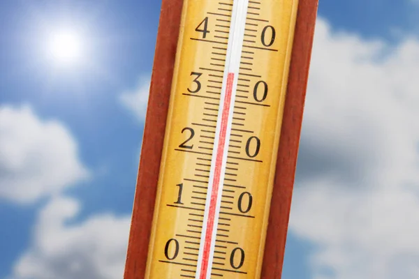 Термометр Ртути Летняя Жара Концепция Глобального Потепления — стоковое фото