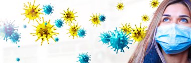Tehlikeli korona virüsü, salgın risk konsepti. 3B illüstrasyon