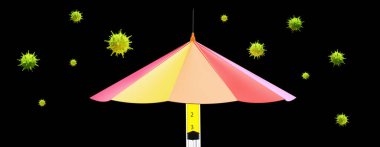 Corona virüsü salgını. Salgın virüsü koruma konsepti. 3B Hazırlama