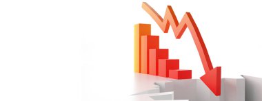 Borsa çöküşünü temsil eden grafikler. 3d illüstrasyon