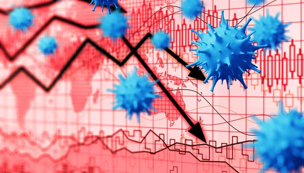 Världsekonomin Och Koronaviruskonceptet Koronavirusets Inverkan Börsen — Stockfoto