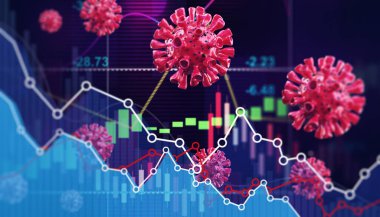 Dünya ekonomisi ve korona virüsü kavramı. Coronavirus 'un borsaya etkisi.