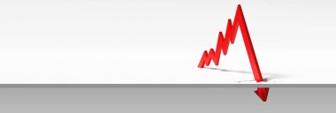 Borsa çöküşünü temsil eden grafikler. 3d illüstrasyon