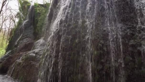 Красивый Водопад Природном Парке Monasterio Piedra Городе Сарагоса Испания — стоковое видео