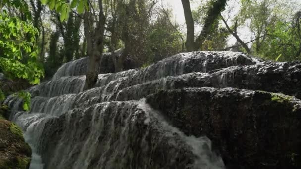 Schöner Wasserfall Naturpark Des Monasterio Piedra Der Stadt Zaragoza Spanien — Stockvideo