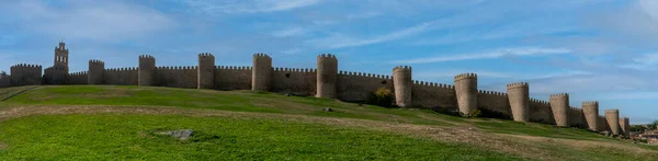 Vista Panorámica Muralla Románica Medieval Ávila Ciudad Piedras Santos España — Foto de Stock