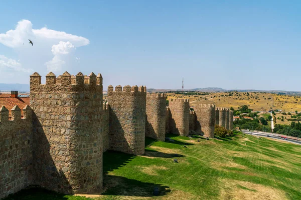 Κορυφαία Άποψη Του Πέτρινου Τείχους Της Πόλης Avila Ισπανία — Φωτογραφία Αρχείου