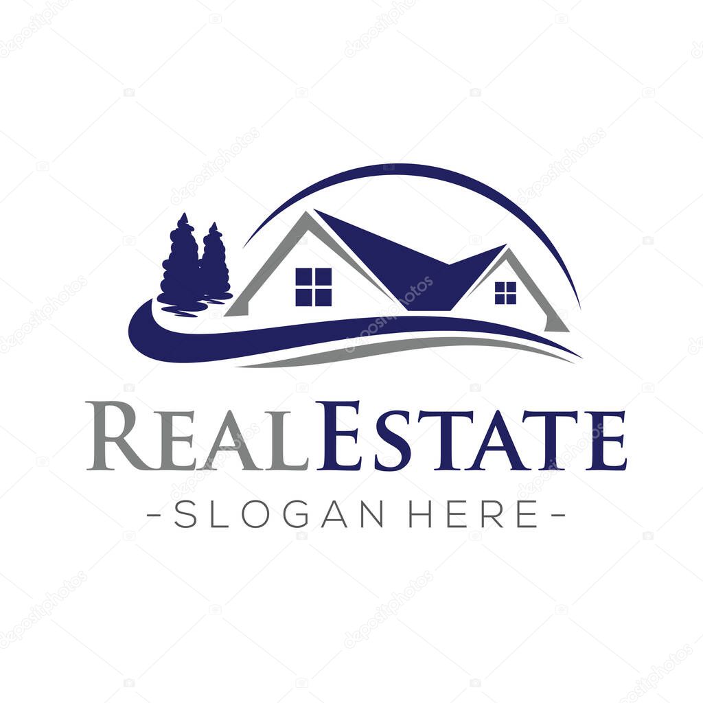 Real estate logo. Pines Home Residence Vector Logo Template