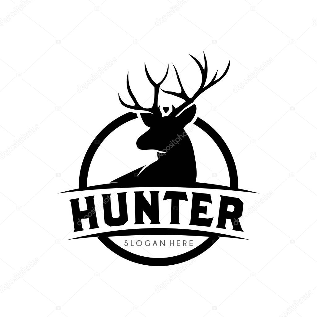 Logo design for Deer Hunter club, Vintage Badge Hunter Logo Design Vector Template