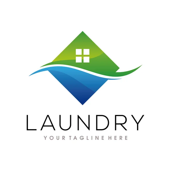 Çamaşır Logosu Kuru Temizleme Logosu Tasarım Vektörü — Stok Vektör