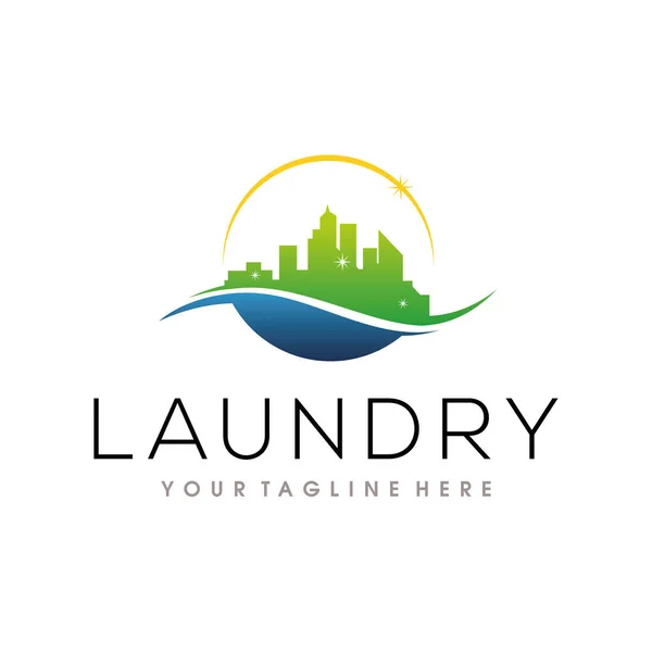 Çamaşır Logosu Tasarımı Kuru Temizleme Logosu Tasarım Şablonu — Stok Vektör