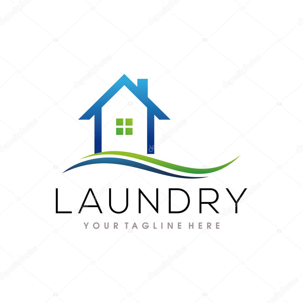 Home Laundry Logo. Dry Cleaning Logo Design Vector