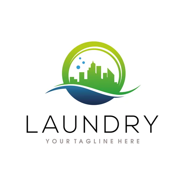 Çamaşır Logosu Kuru Temizleme Logo Vektörü Şablonu — Stok Vektör