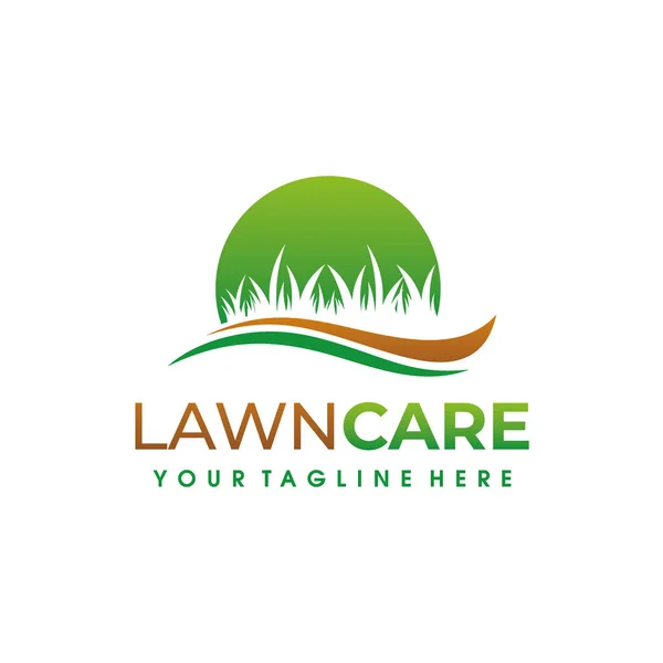 Lawn Care Logotypen Gräsmatta Tjänster Logotyp Design Vektor — Stock vektor