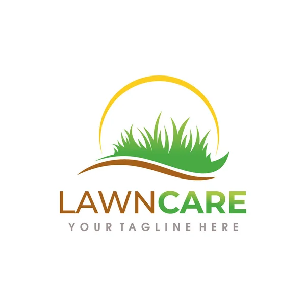 Lawn Care Logotypen Gräsmatta Tjänster Logotyp Design Vektor — Stock vektor