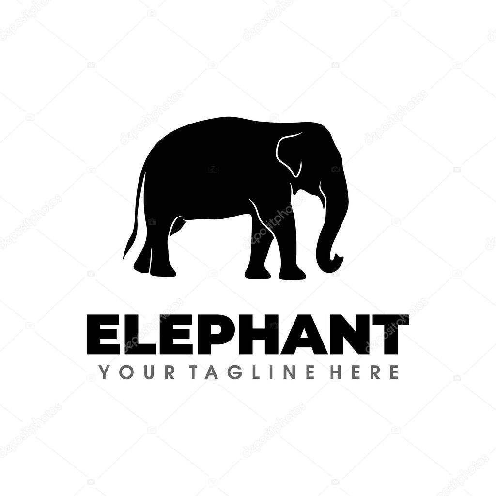 Elephant Logo Design Vector Silhouette Illustration