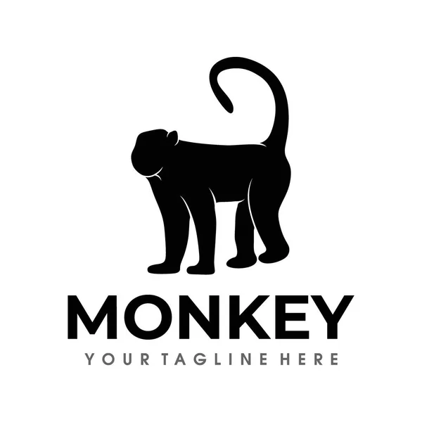 Monkey Logo Design Vector Silhouette Illustration