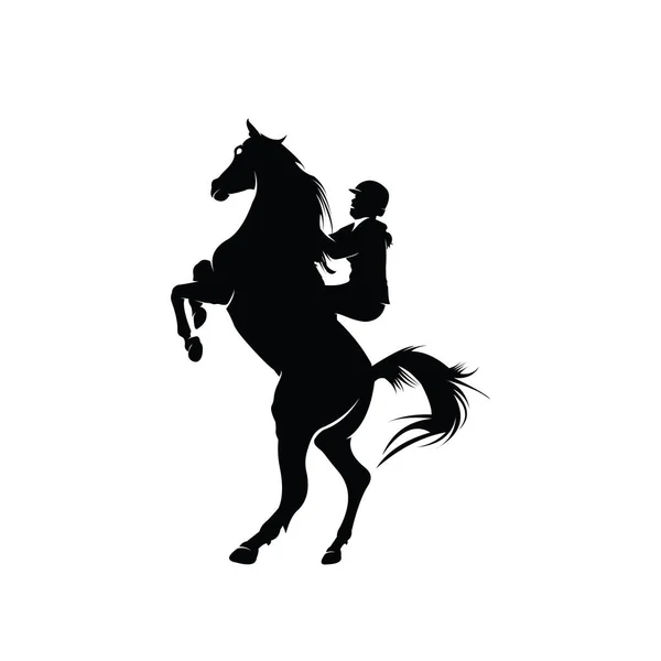 Logo Voor Paardenraces Paard Ontwerp Silhouet Illustratie Vector Sjabloon — Stockvector